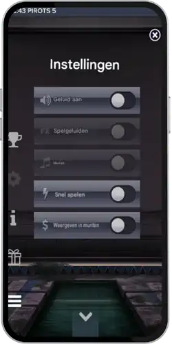 Pirots 5 mobiel Instellingen
